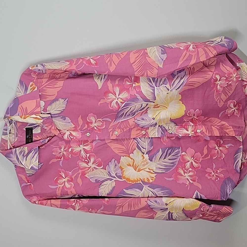 ETRO Milano pink floral button down shirt